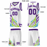 Custom White Gradient Graffiti Pattern Sports Uniform Basketball Jersey