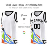 Custom White Gradient Graffiti Pattern Sports Uniform Basketball Jersey