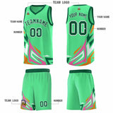 Custom Green Gradient Graffiti Pattern Sports Uniform Basketball Jersey