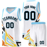 Custom White Gradient Graffiti Pattern Sports Uniform Basketball Jersey