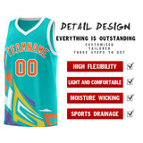 Custom Aqua Gradient Graffiti Pattern Sports Uniform Basketball Jersey