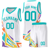 Custom White Gradient Graffiti Pattern Sports Uniform Basketball Jersey