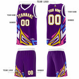 Custom Purple Gradient Graffiti Pattern Sports Uniform Basketball Jersey