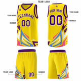 Custom Gold Gradient Graffiti Pattern Sports Uniform Basketball Jersey