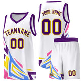 Custom White Gradient Graffiti Pattern Sports Uniform Basketball Jersey