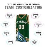 Custom Green Gradient Graffiti Pattern Sports Uniform Basketball Jersey