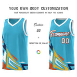 Custom Sky Blue Gradient Graffiti Pattern Sports Uniform Basketball Jersey