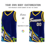 Custom Navy Gradient Graffiti Pattern Sports Uniform Basketball Jersey