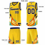 Custom Gold Gradient Graffiti Pattern Sports Uniform Basketball Jersey