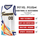 Custom White Gradient Graffiti Pattern Sports Uniform Basketball Jersey