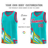 Custom Aqua Gradient Graffiti Pattern Sports Uniform Basketball Jersey