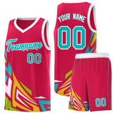 Custom Red Gradient Graffiti Pattern Sports Uniform Basketball Jersey