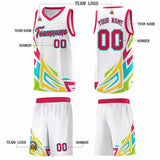 Custom White Gradient Graffiti Pattern Sports Uniform Basketball Jersey