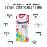 Custom White Gradient Graffiti Pattern Sports Uniform Basketball Jersey