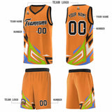 Custom Gold Orange Gradient Graffiti Pattern Sports Uniform Basketball Jersey