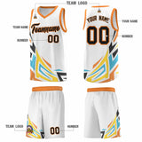 Custom White Gradient Graffiti Pattern Sports Uniform Basketball Jersey