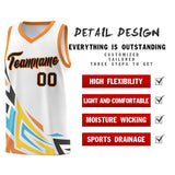 Custom White Gradient Graffiti Pattern Sports Uniform Basketball Jersey