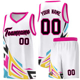Custom White Gradient Graffiti Pattern Sports Uniform Basketball Jersey