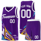 Custom Purple Gradient Graffiti Pattern Sports Uniform Basketball Jersey