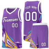 Custom Light Purple Gradient Graffiti Pattern Sports Uniform Basketball Jersey