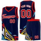 Custom Navy Gradient Graffiti Pattern Sports Uniform Basketball Jersey