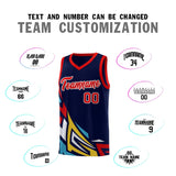 Custom Navy Gradient Graffiti Pattern Sports Uniform Basketball Jersey
