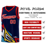 Custom Navy Gradient Graffiti Pattern Sports Uniform Basketball Jersey