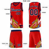 Custom Red Gradient Graffiti Pattern Sports Uniform Basketball Jersey