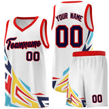 Custom White Gradient Graffiti Pattern Sports Uniform Basketball Jersey