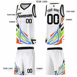 Custom White Gradient Graffiti Pattern Sports Uniform Basketball Jersey