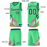 Custom Green Gradient Graffiti Pattern Sports Uniform Basketball Jersey