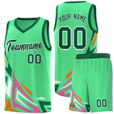 Custom Green Gradient Graffiti Pattern Sports Uniform Basketball Jersey