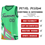 Custom Green Gradient Graffiti Pattern Sports Uniform Basketball Jersey