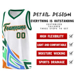 Custom White Gradient Graffiti Pattern Sports Uniform Basketball Jersey