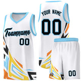 Custom White Gradient Graffiti Pattern Sports Uniform Basketball Jersey