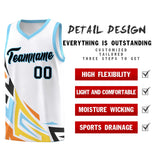 Custom White Gradient Graffiti Pattern Sports Uniform Basketball Jersey