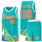 Custom Aqua Gradient Graffiti Pattern Sports Uniform Basketball Jersey