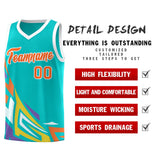 Custom Aqua Gradient Graffiti Pattern Sports Uniform Basketball Jersey