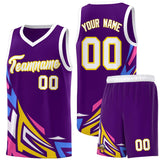 Custom Purple Gradient Graffiti Pattern Sports Uniform Basketball Jersey