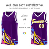 Custom Purple Gradient Graffiti Pattern Sports Uniform Basketball Jersey