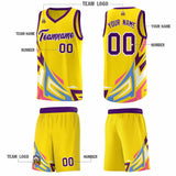 Custom Gold Gradient Graffiti Pattern Sports Uniform Basketball Jersey
