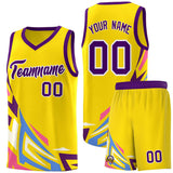 Custom Gold Gradient Graffiti Pattern Sports Uniform Basketball Jersey