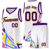 Custom White Gradient Graffiti Pattern Sports Uniform Basketball Jersey