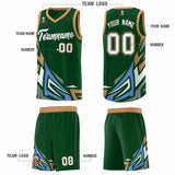 Custom Green Gradient Graffiti Pattern Sports Uniform Basketball Jersey
