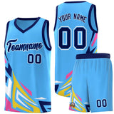 Custom Powder Blue Gradient Graffiti Pattern Sports Uniform Basketball Jersey