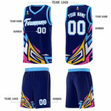Custom Navy Gradient Graffiti Pattern Sports Uniform Basketball Jersey