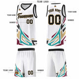 Custom White Gradient Graffiti Pattern Sports Uniform Basketball Jersey