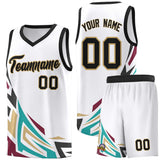 Custom White Gradient Graffiti Pattern Sports Uniform Basketball Jersey