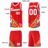 Custom Red Gradient Graffiti Pattern Sports Uniform Basketball Jersey