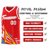 Custom Red Gradient Graffiti Pattern Sports Uniform Basketball Jersey